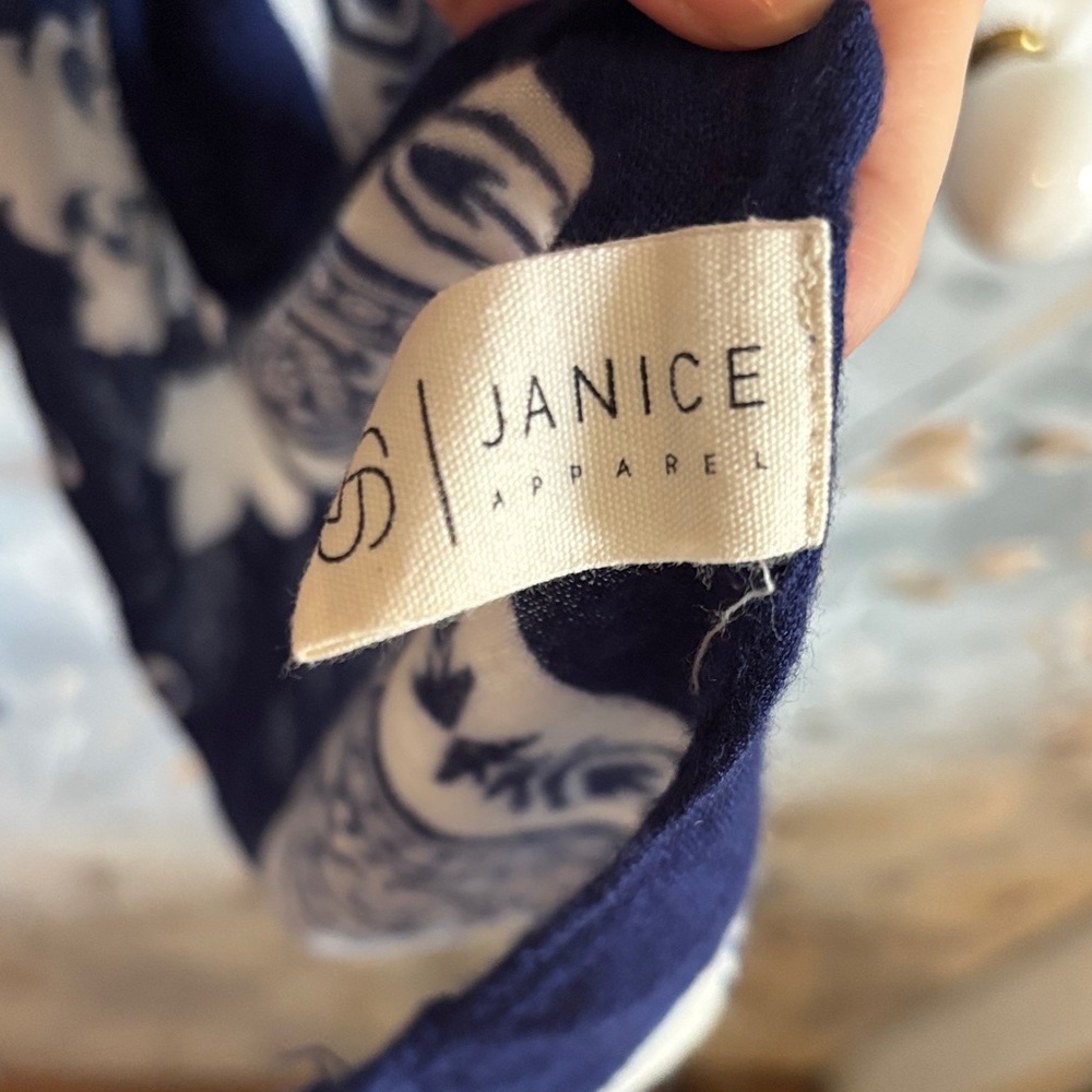 Navy & Cream Printed Open-Front Draped Cardigan - Picture 2 of 4